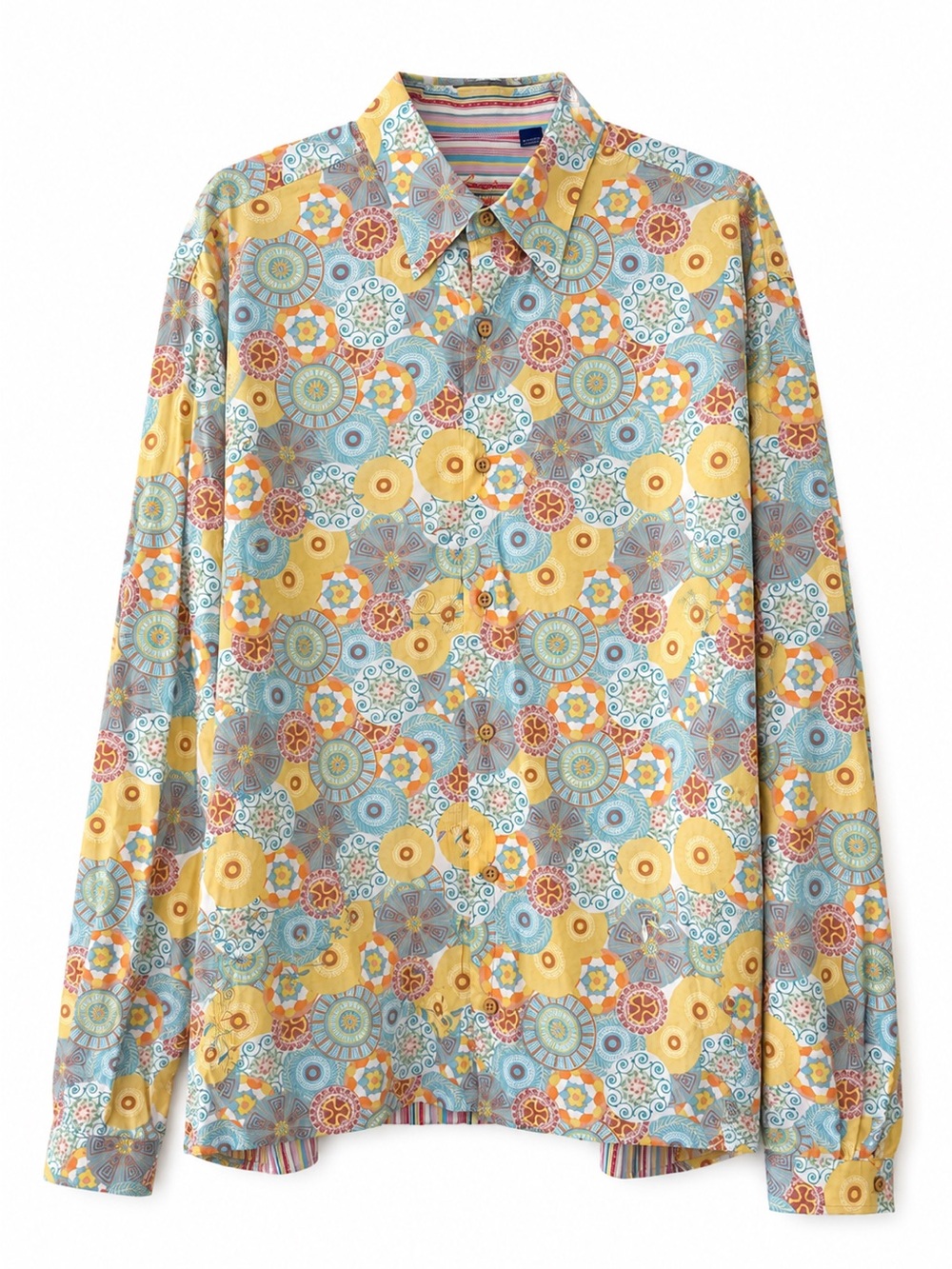 Robert Graham Geometric Medallion Print Flip Cuff Cotton Shirt 2XLT